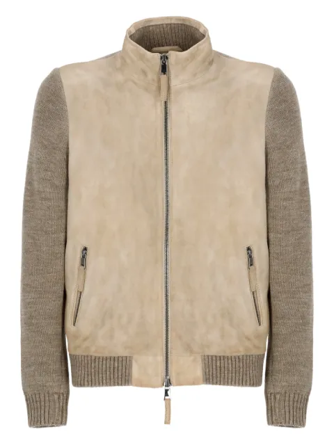 THE JACK LEATHERS chamarra de piel con cierre y cuello de tortuga