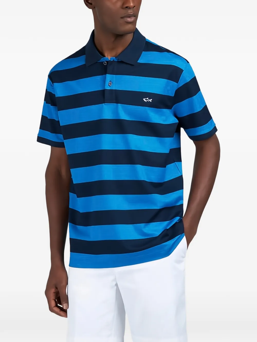 Paul & Shark striped double piqué cotton polo shirt - Blauw