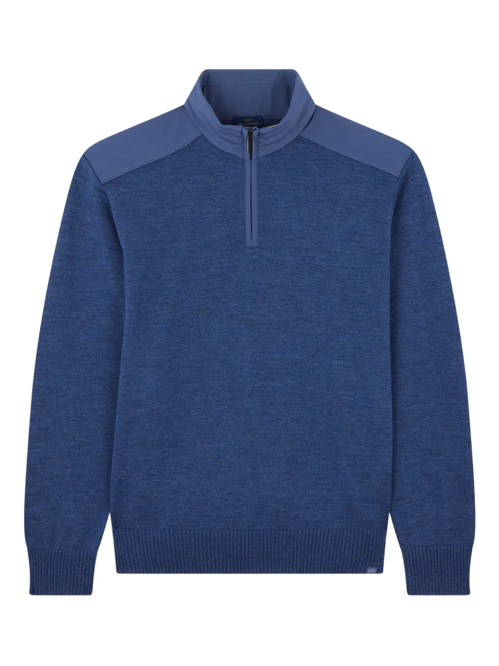 Paul & Shark Half-zip Sweater In Soft Cool Touch Wool With Typhoon Re-4x4 Stretch Details In Blue