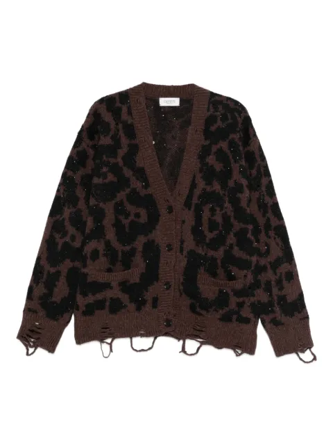 Laneus leopard distressed cardigan