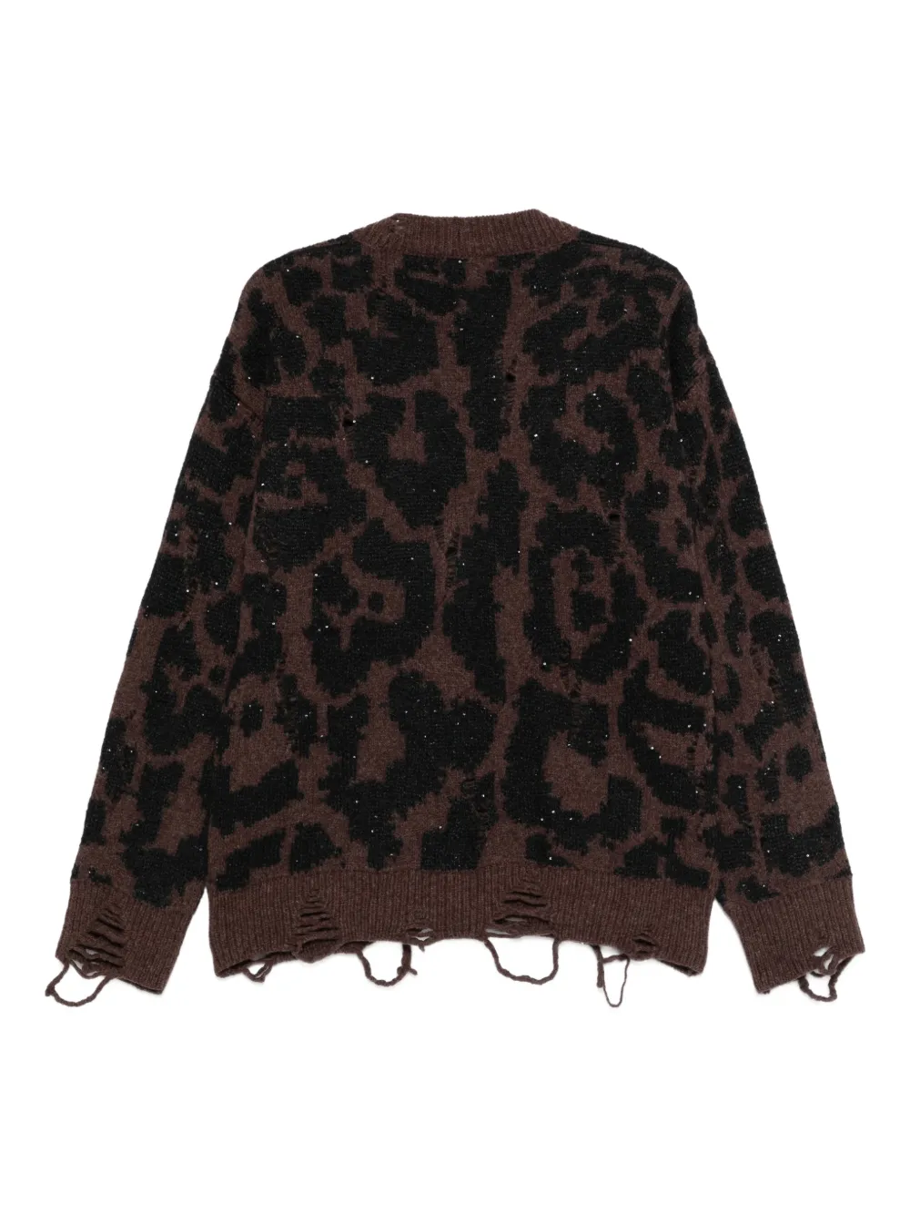 Laneus Gerafeld vest met luipaardprint Bruin