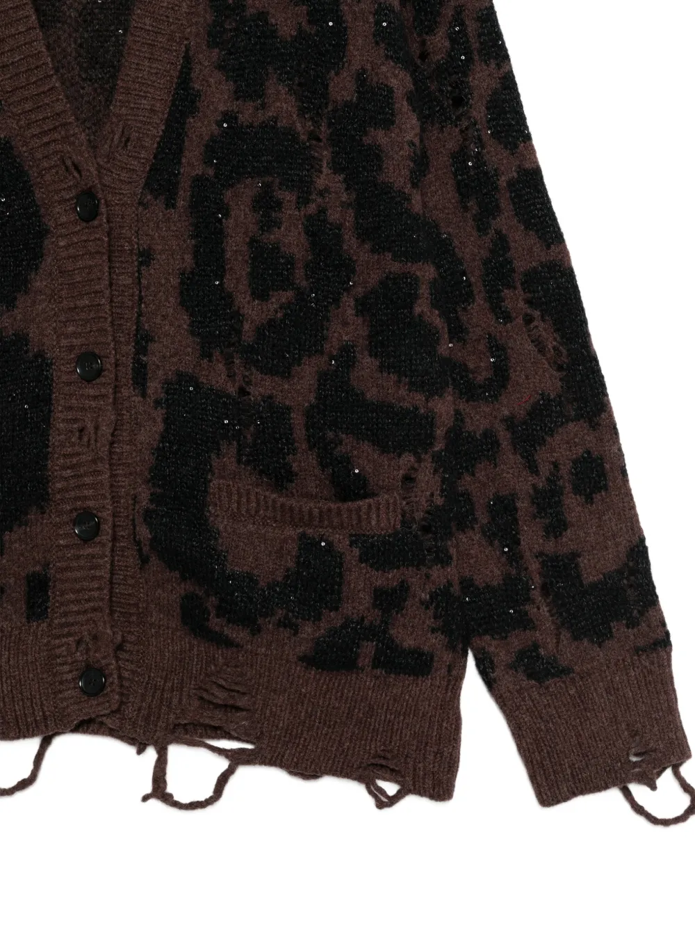 Laneus Gerafeld vest met luipaardprint Bruin