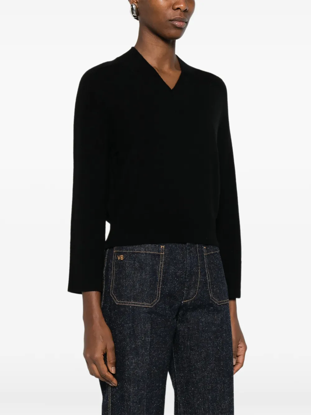  Ivory Paris V-neck Sweater - Black 