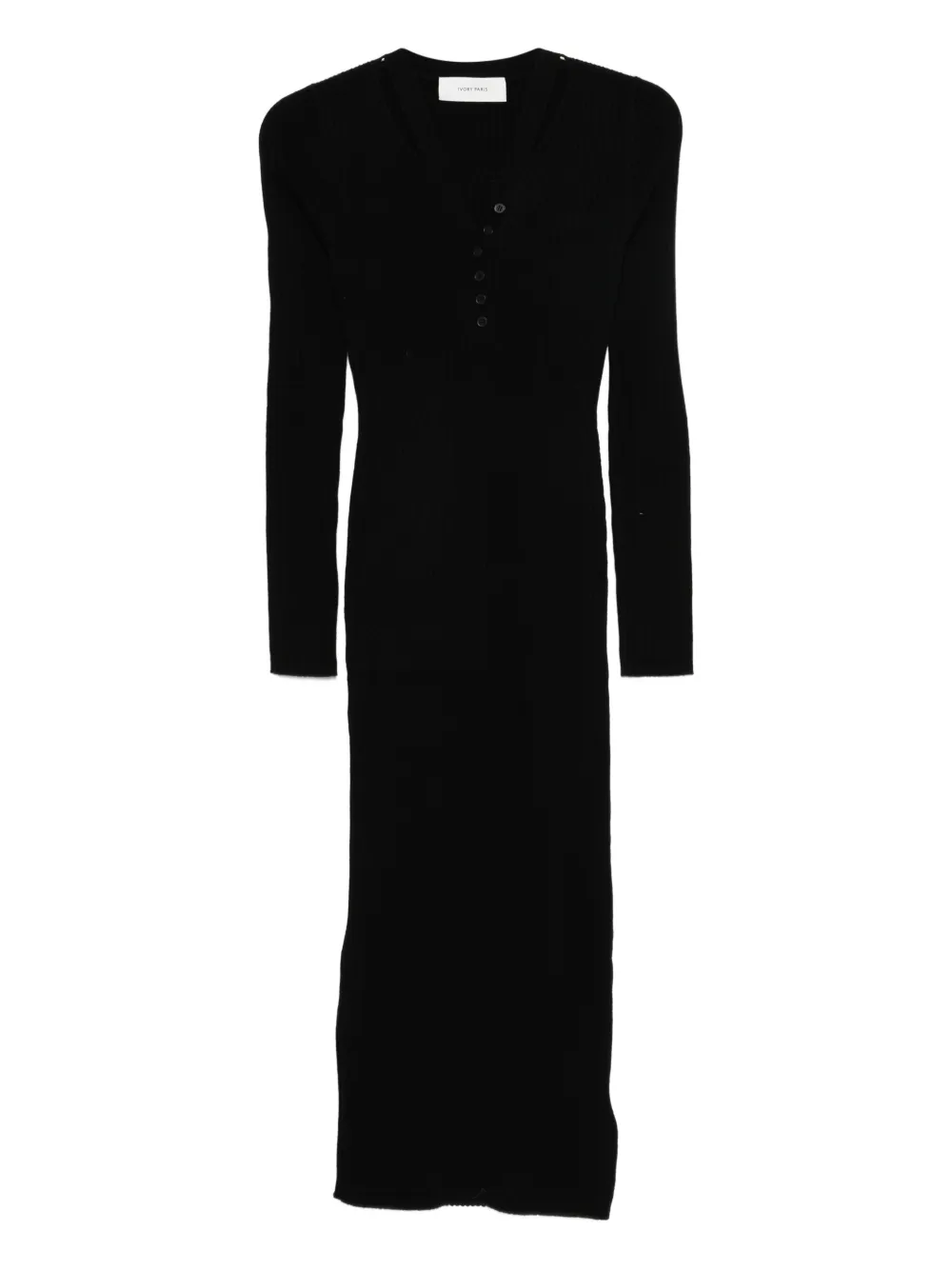 IVORY PARIS buttoned ribbed dress - Nero