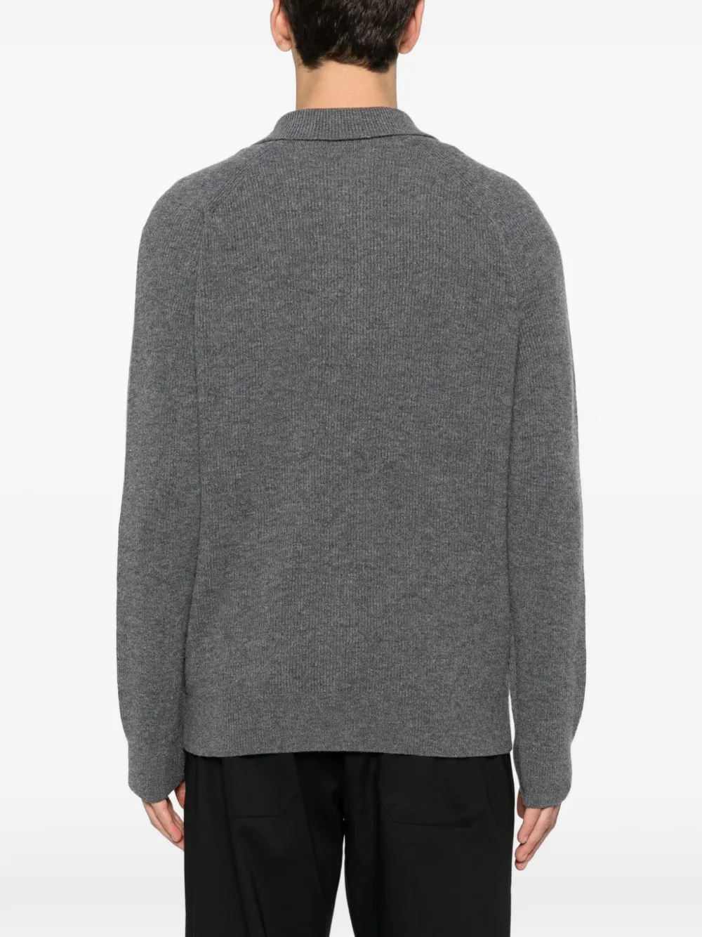 Hōsio Polo-collar Cardigan In Gray