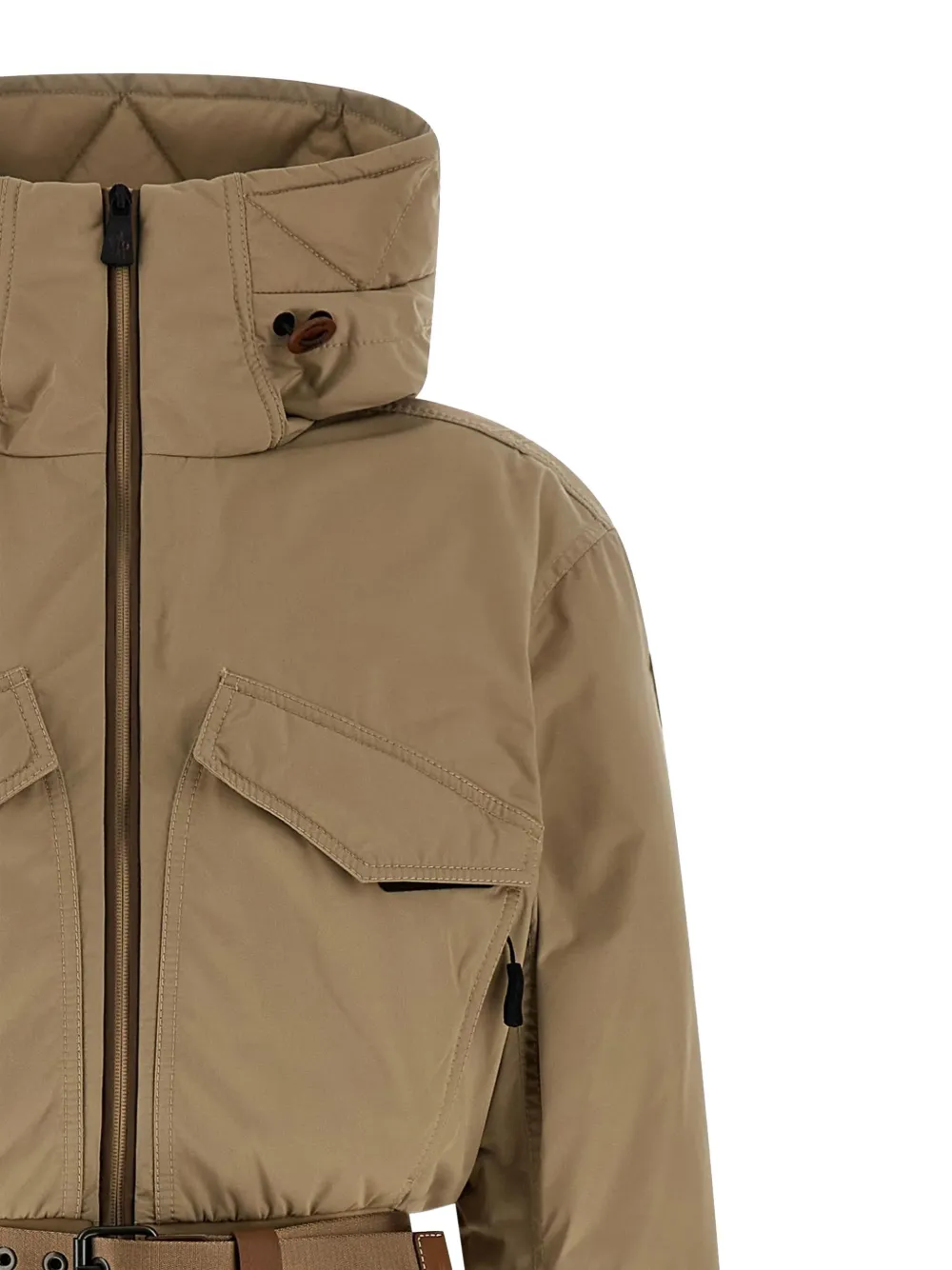 Moncler Hooded Belted Ski Suit In Brown