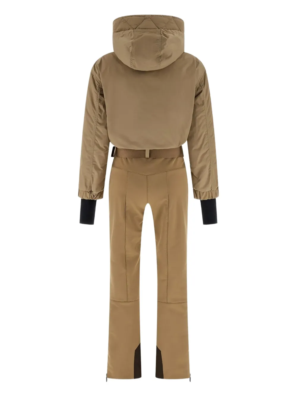 Moncler Hooded Belted Ski Suit In Brown