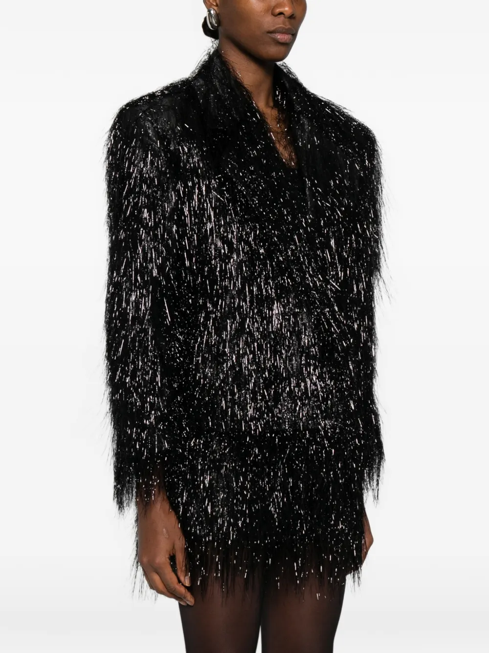 Medeea Loose-threads Jacket In Black