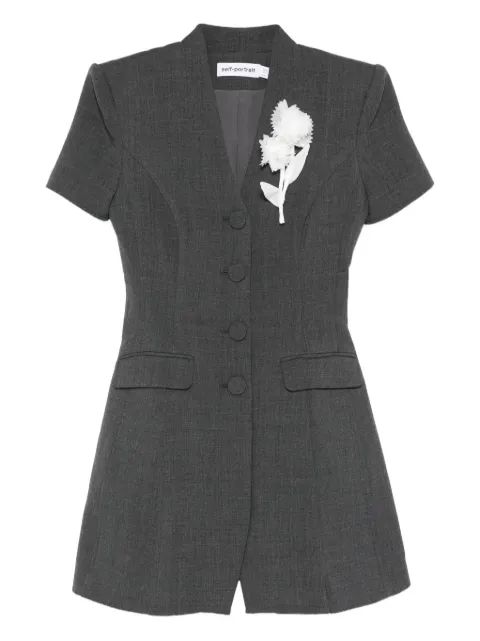 Self-Portrait floral-brooch mini dress