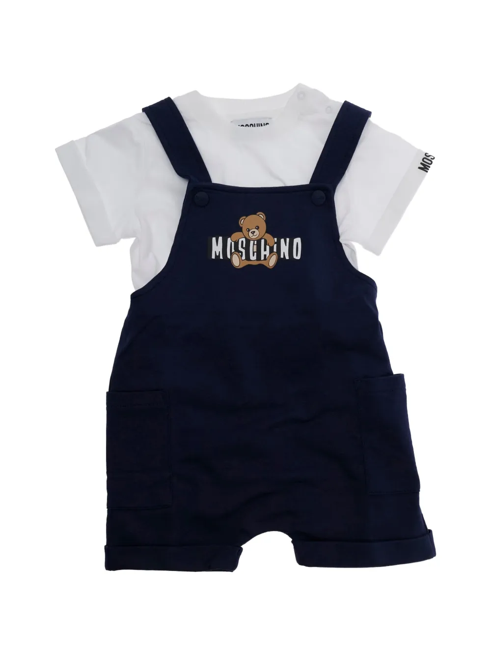 Moschino Kids teddy graphic dungarees and T-shirt set - Blu