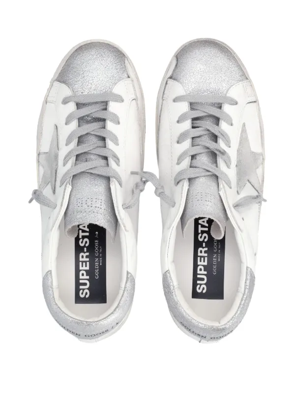 Golden Goose Super-Star Trainers With Gray Suede Star And Silver