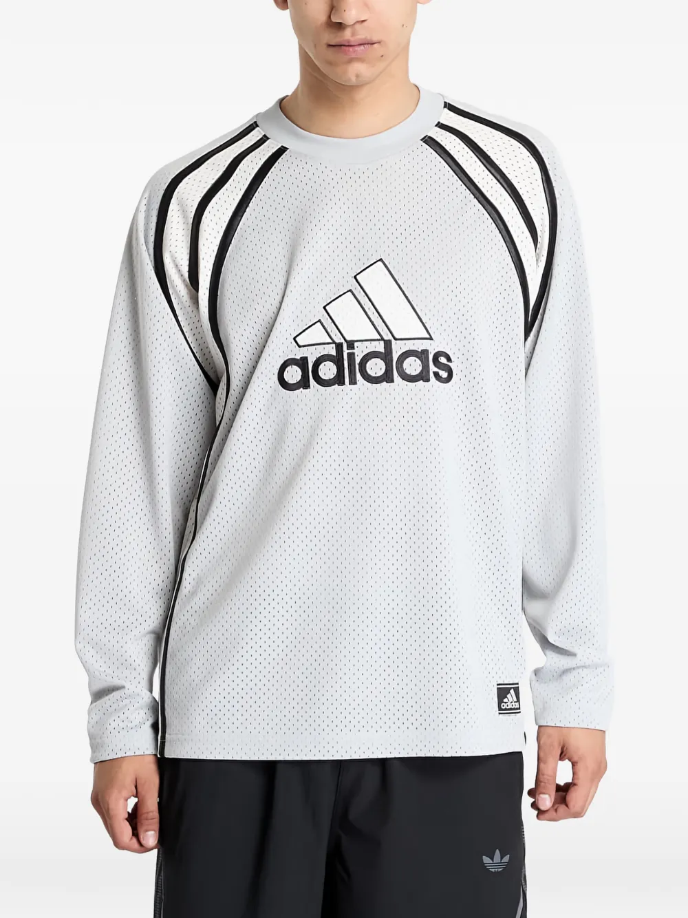 Adidas Warm-Up logo stripe T-shirt Grijs