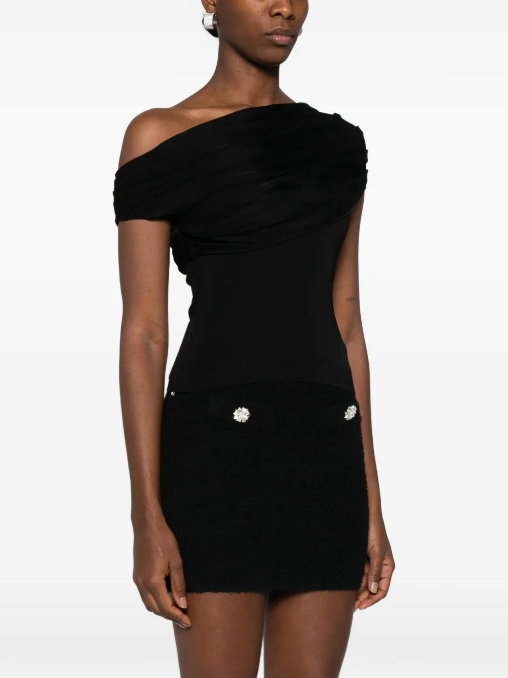  Self-portrait Asymmetric-design Top - Black 