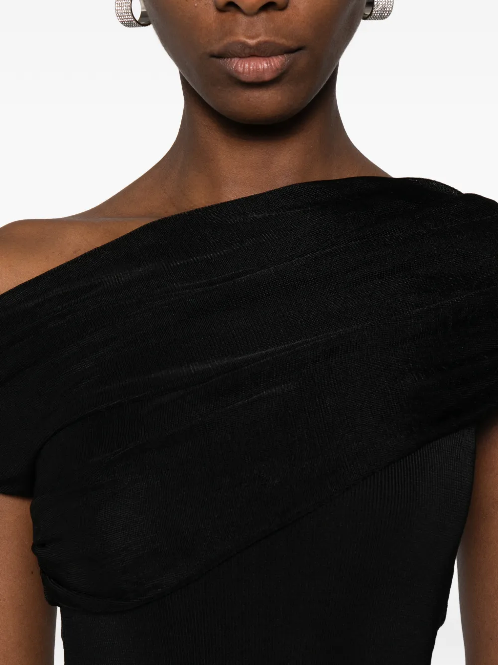 Self-Portrait Asymmetrische tanktop Zwart