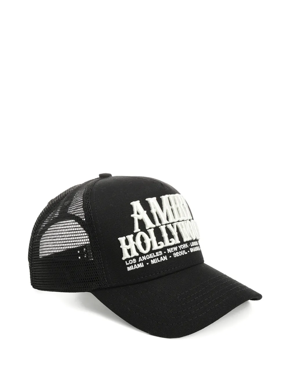 Amiri Mens Black Hollywood Adjustable Cotton Trucker Hat In Black