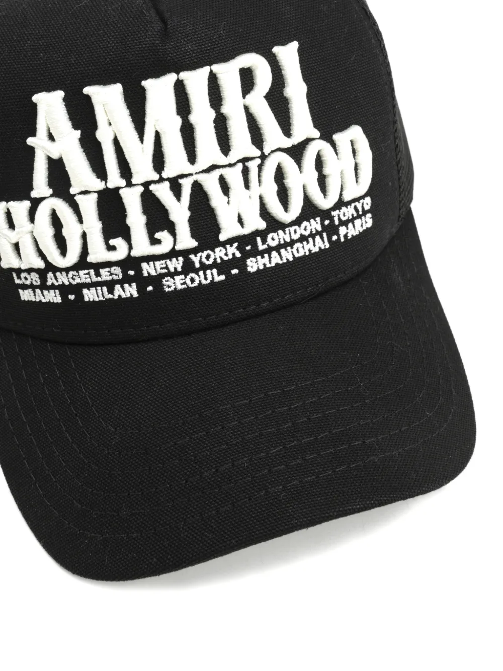 Amiri Mens Black Hollywood Adjustable Cotton Trucker Hat In Black