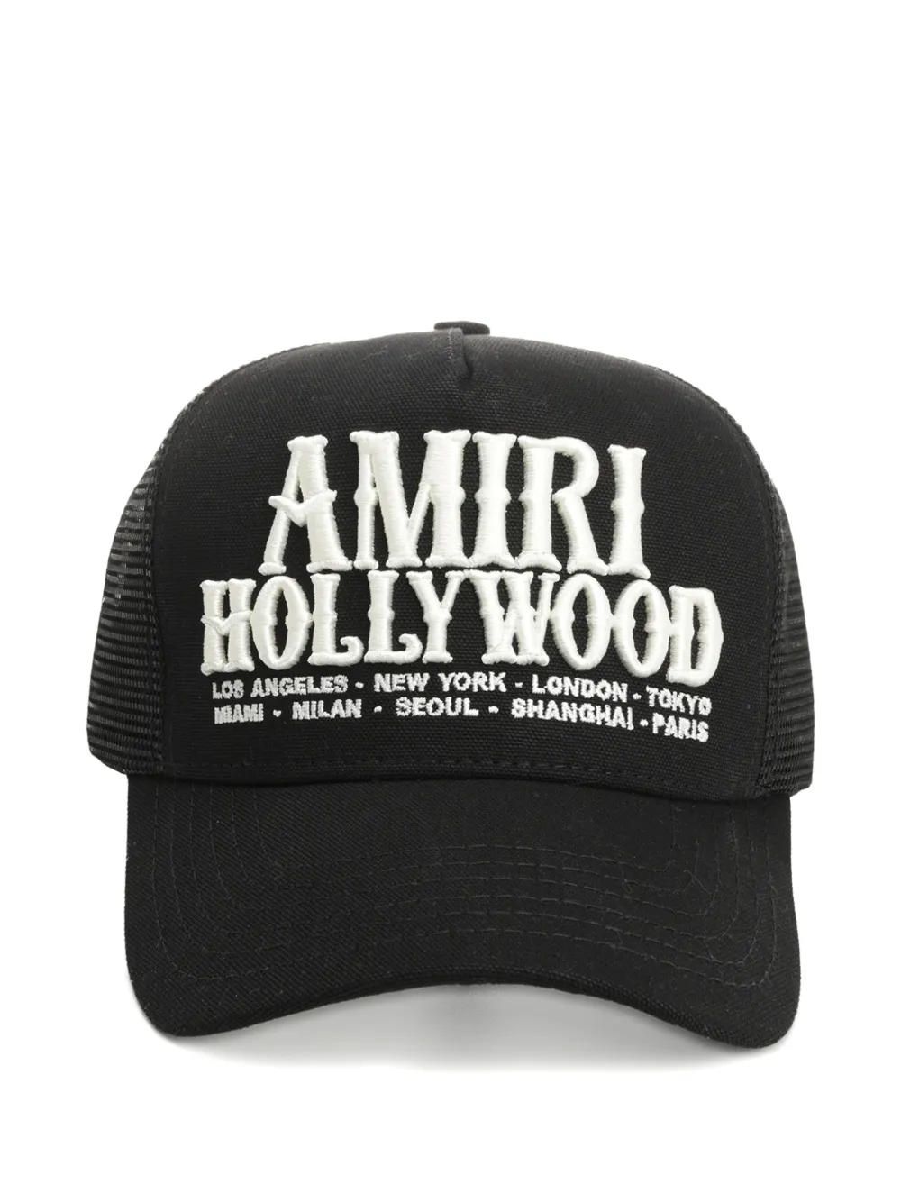 Amiri Mens Black Hollywood Adjustable Cotton Trucker Hat In Black