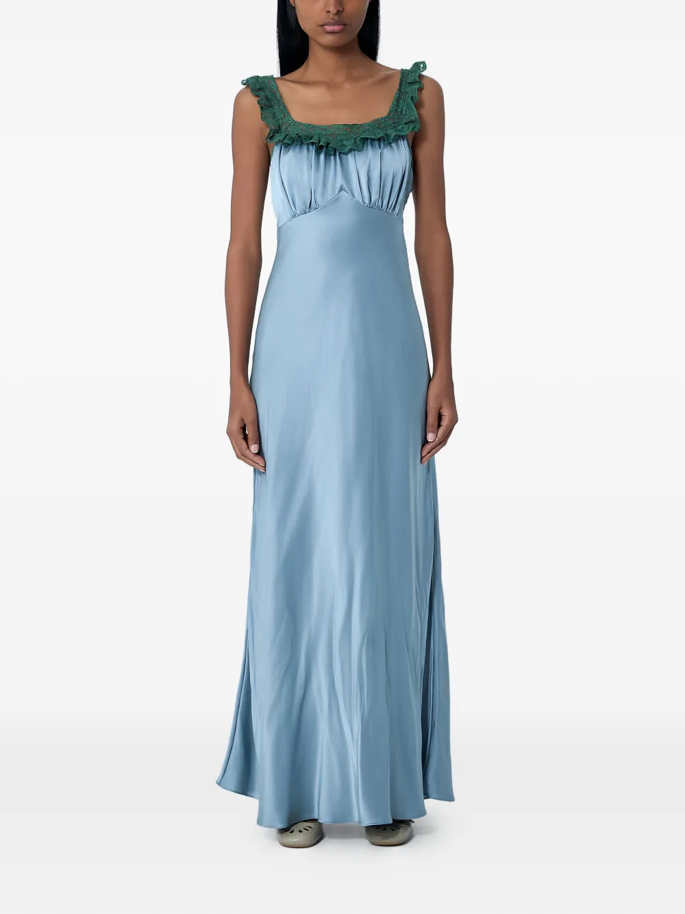 Chloé lace-insert satin maxi dress - Blu