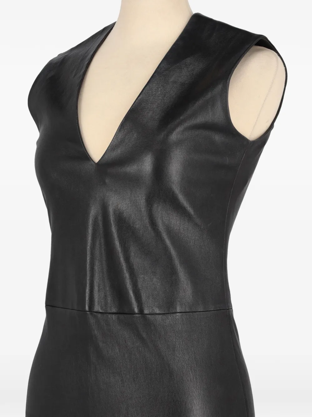 Pre-owned Prada V-neck Leather Dress In Black
