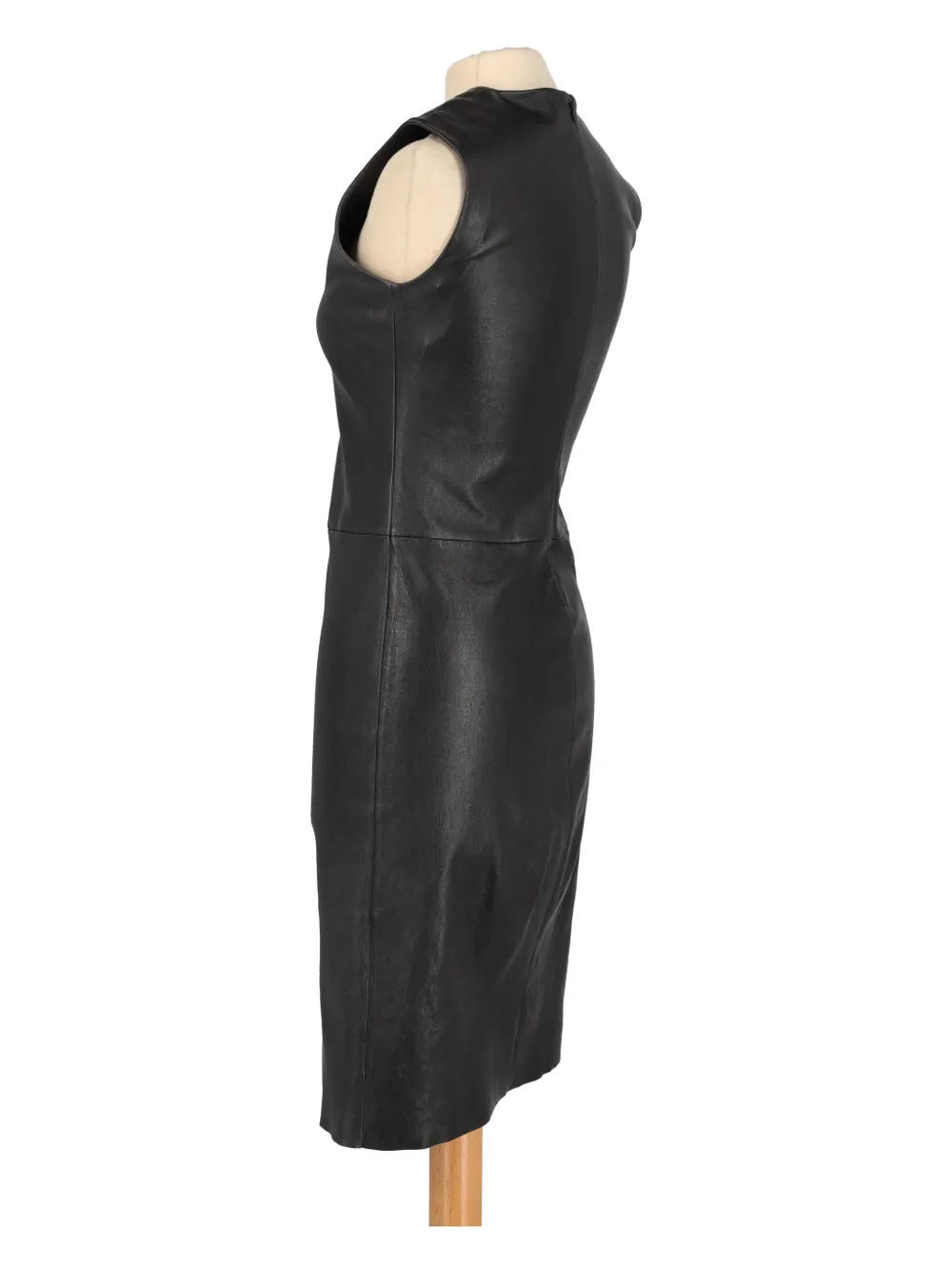 Pre-owned Prada V-neck Leather Dress In Black