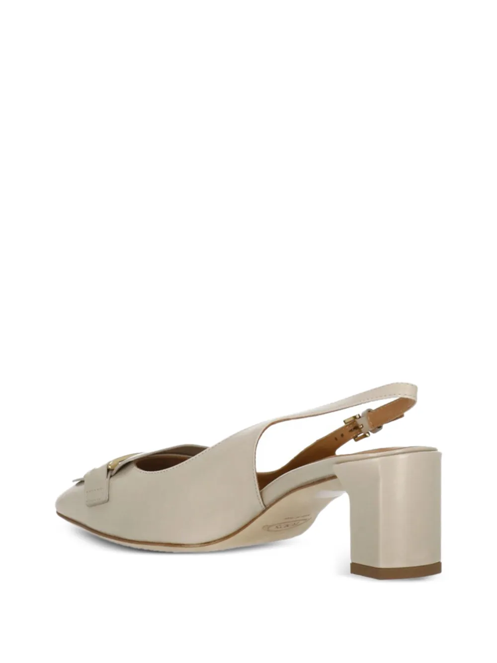 Tod's 60mm squared-toe metallic-logo pumps Beige