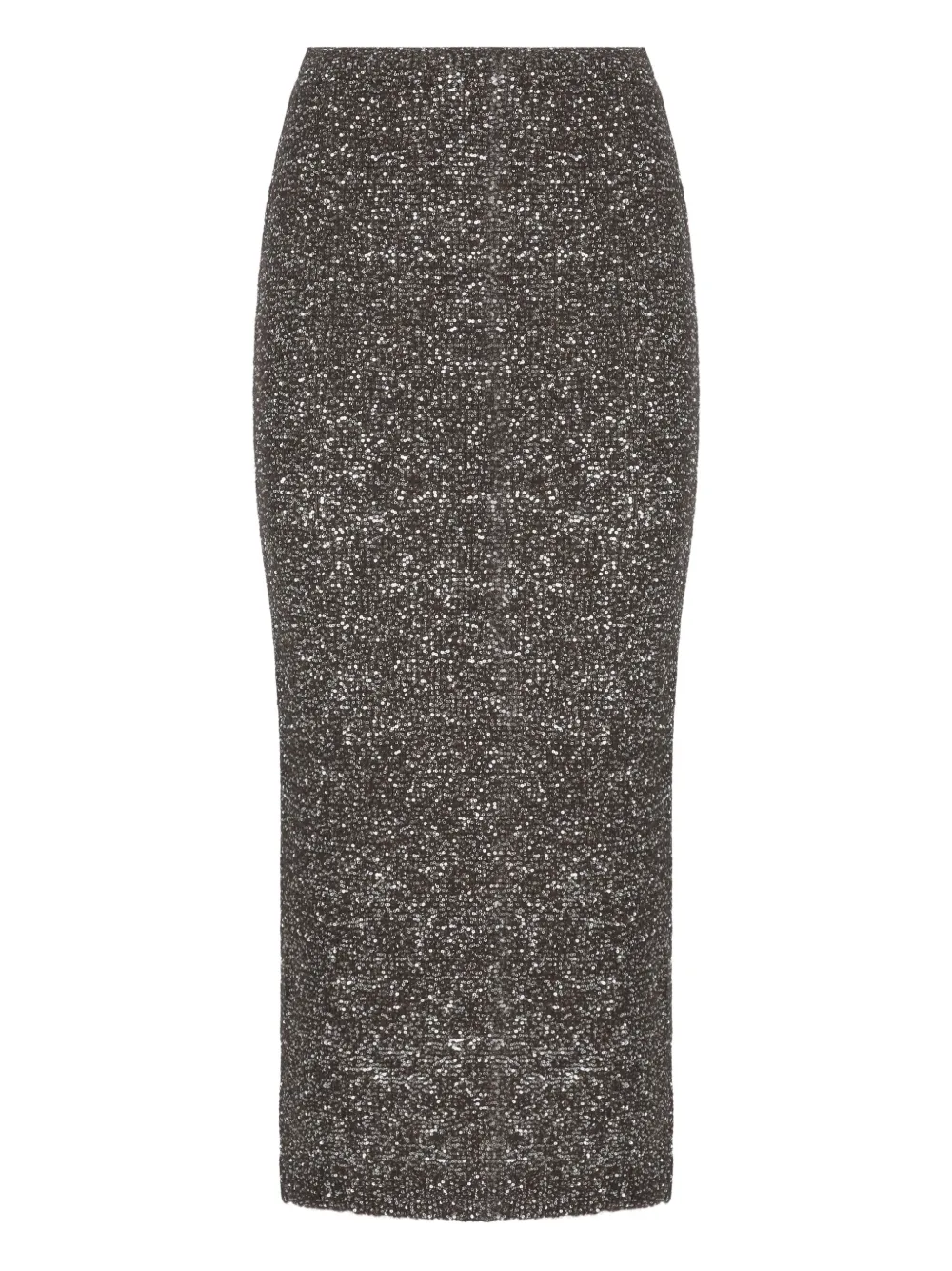 D Exterior Elasticated Sequined Midi Skirt In Gray
