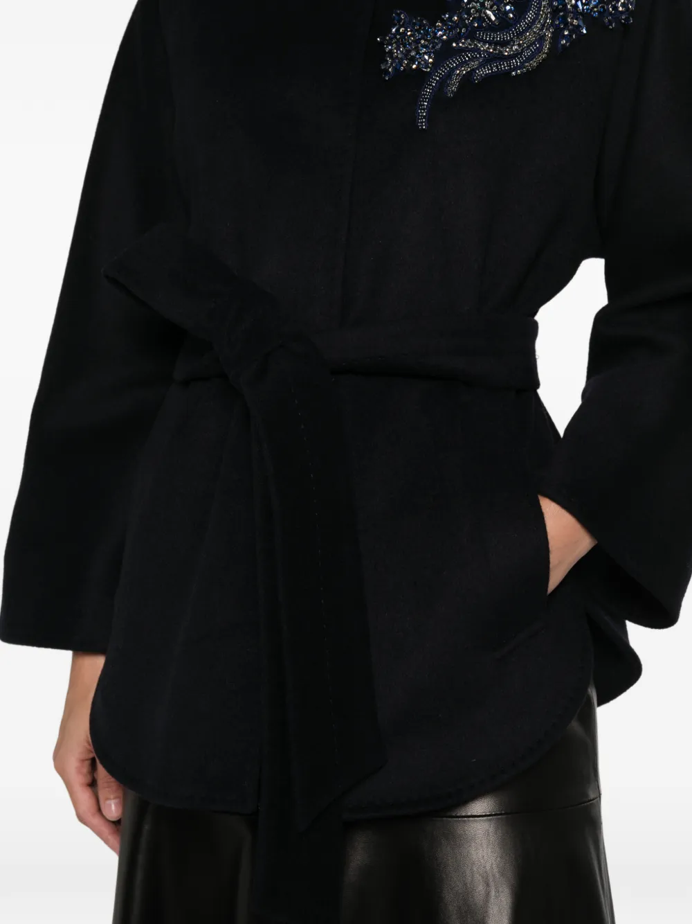 Blugirl Embellished Belted Coat In Black