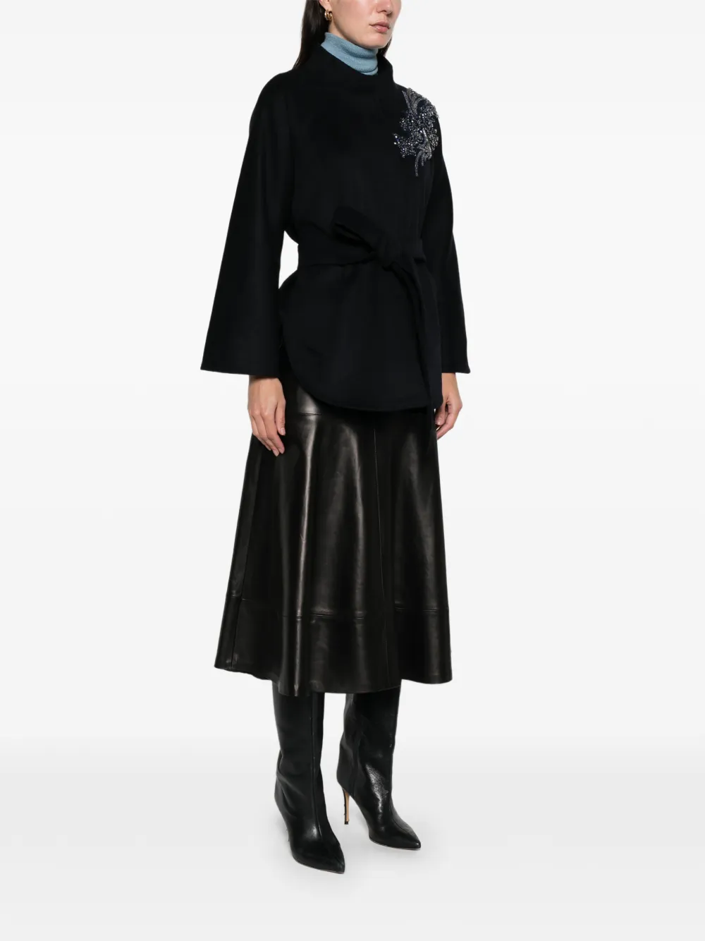 Blugirl Embellished Belted Coat In Black