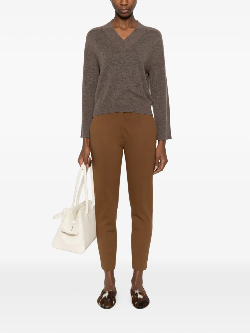  Ivory Paris V-neck Sweater - Brown 
