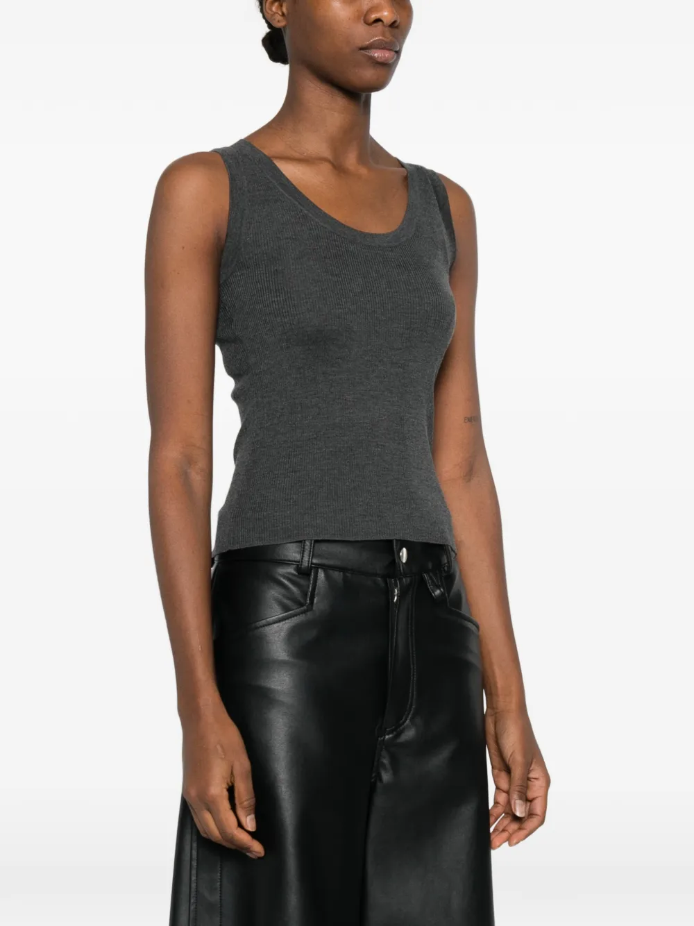  Ivory Paris Ribbed Tank Top - Grey 
