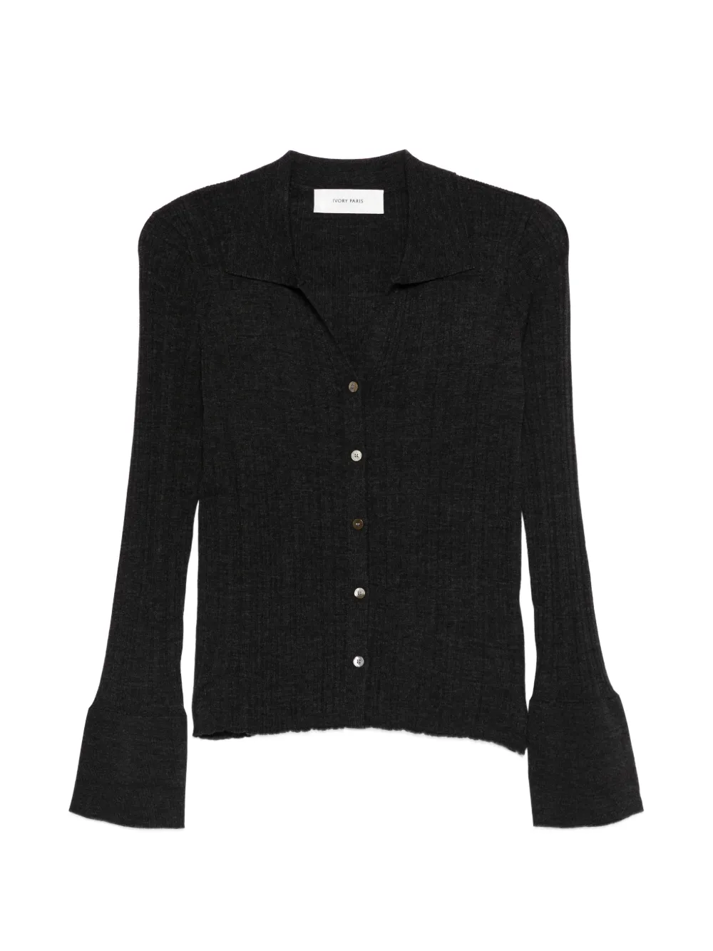 Ivory Paris Ribbed Cardigan In Black
