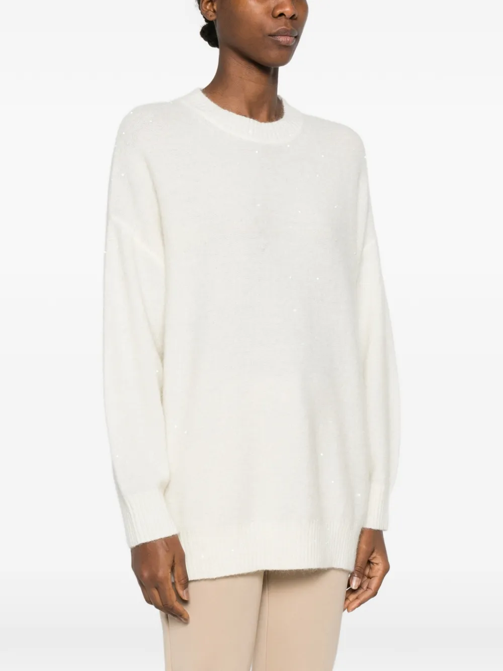  Ivory Paris Sequin Crew-neck Sweater - Neutrals 