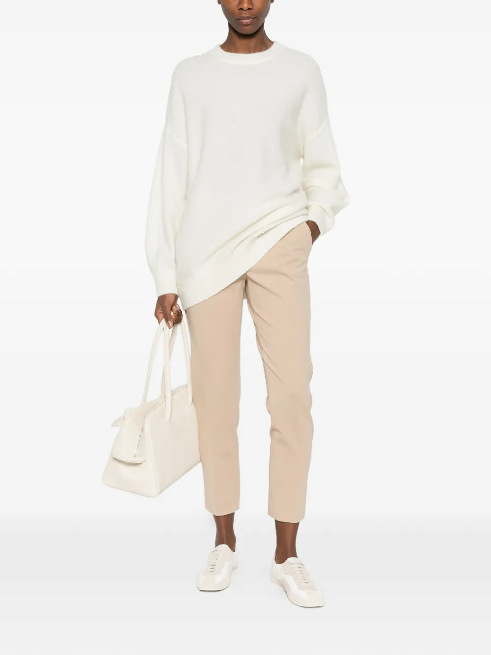  Ivory Paris Sequin Crew-neck Sweater - Neutrals 