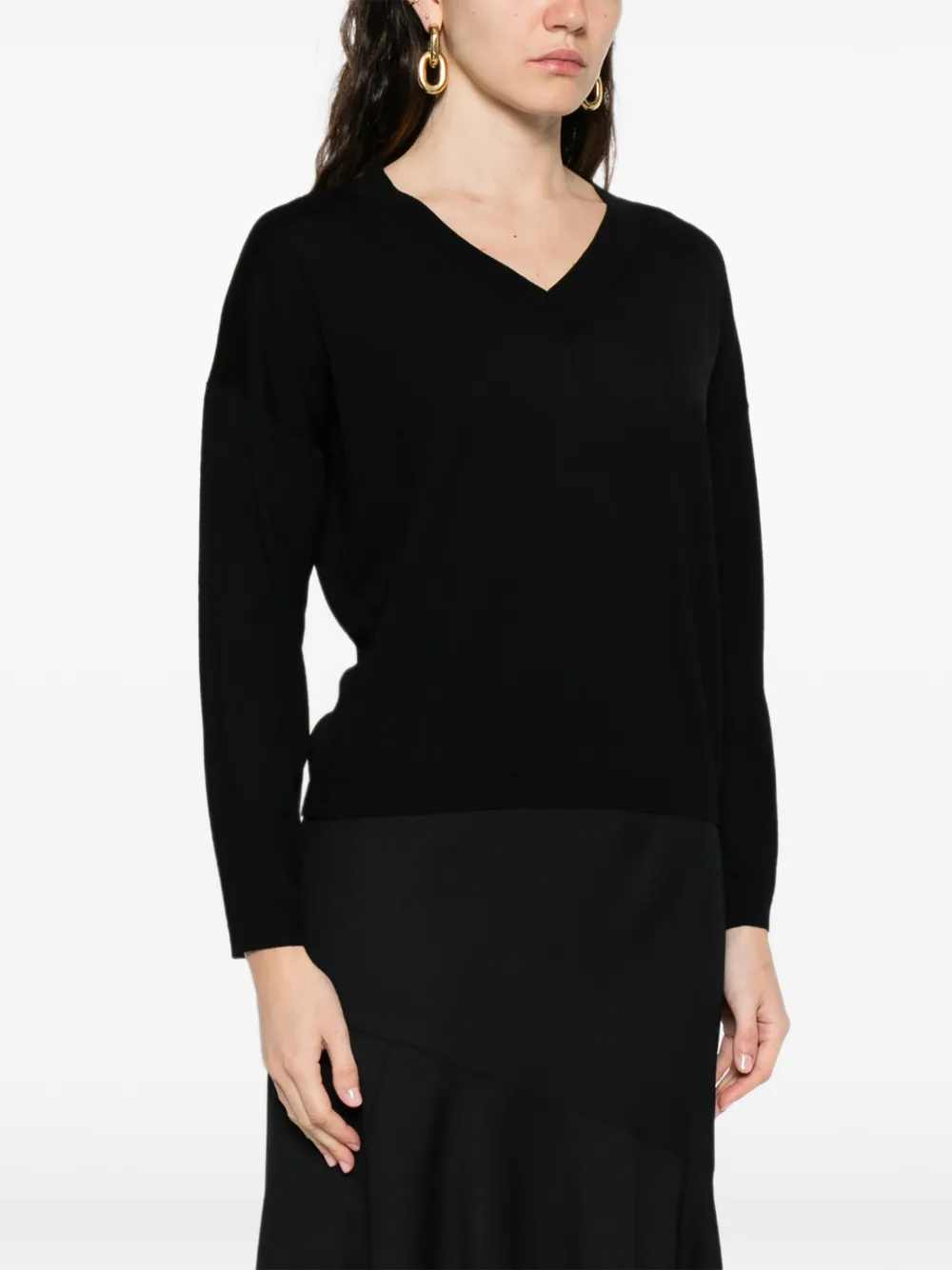  Ivory Paris V-neck Top - Black 