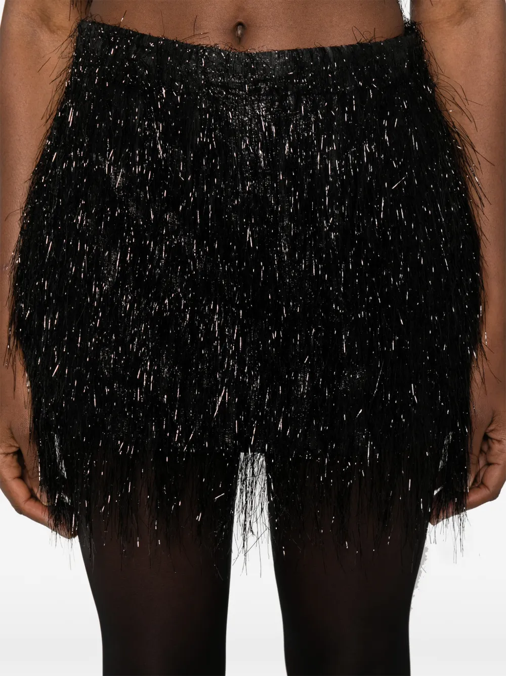 Medeea Loose-threads Mini Skirt In Black