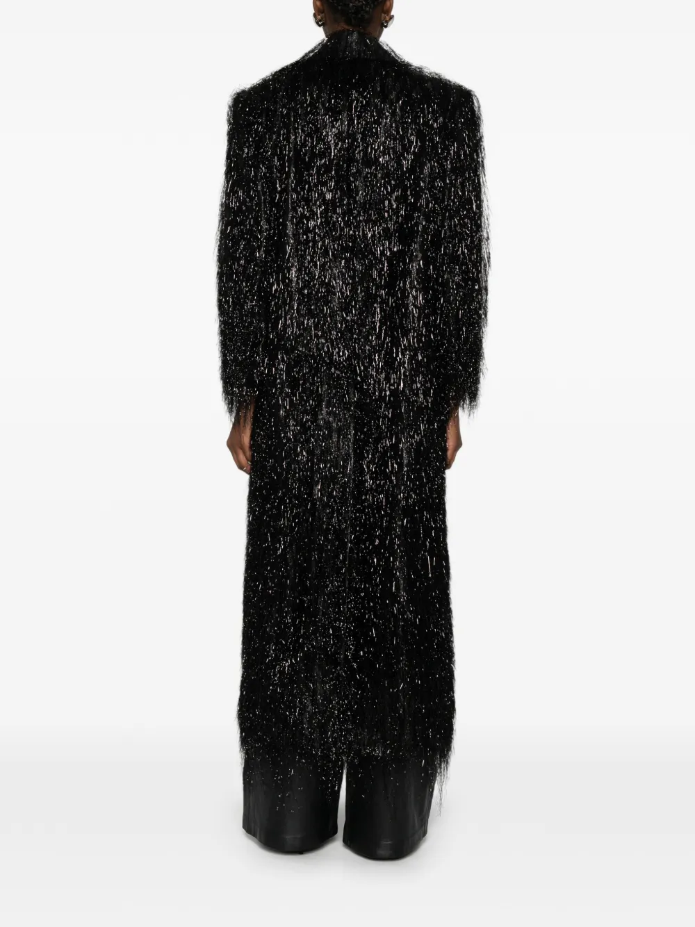 Medeea Loose-threads Coat In Black