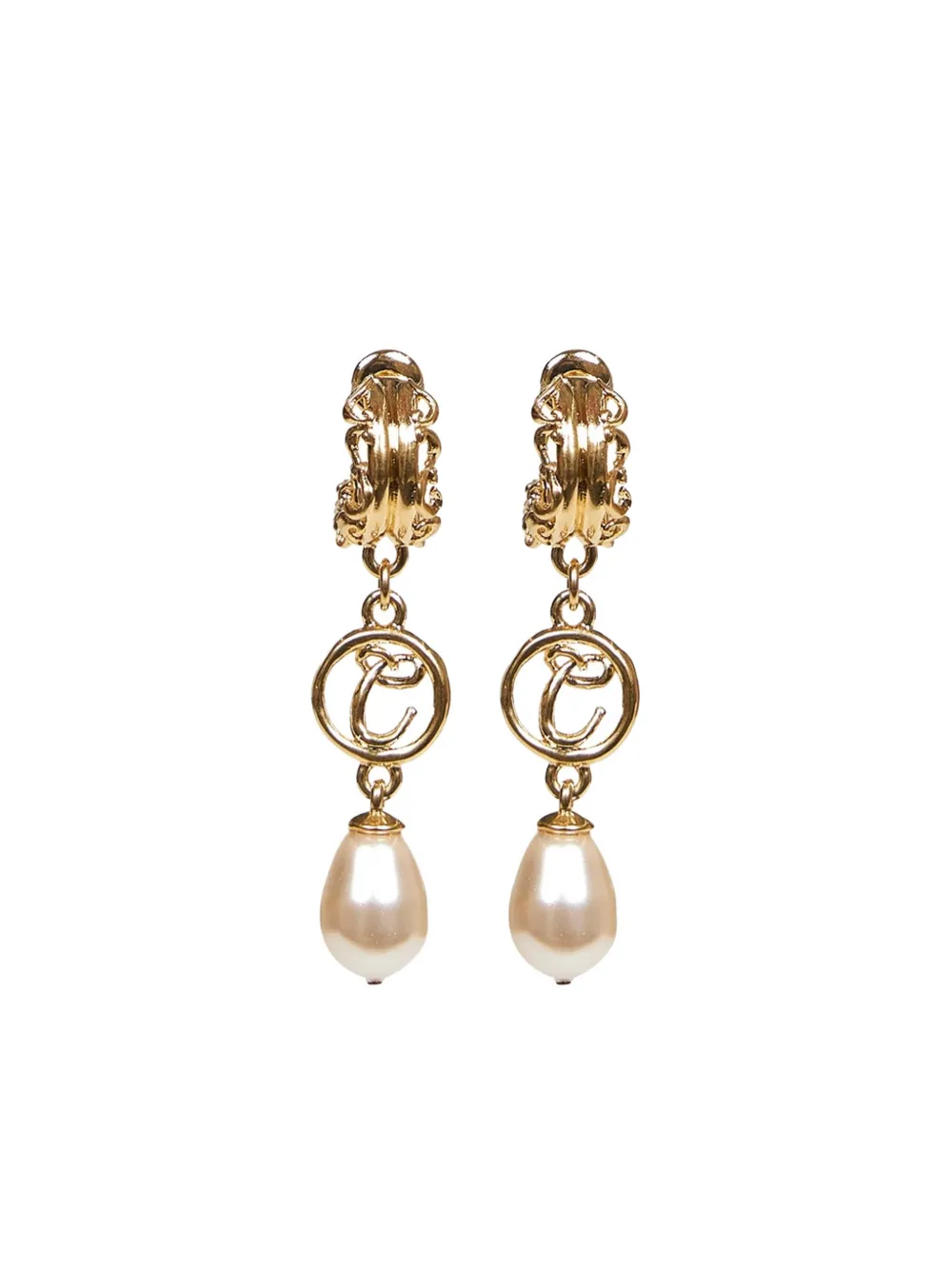 Chloé ornamental-detail pearl-pendant earrings - Oro
