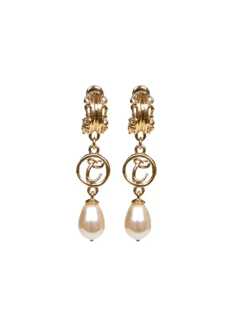 Chloé ornamental-detail pearl-pendant earrings