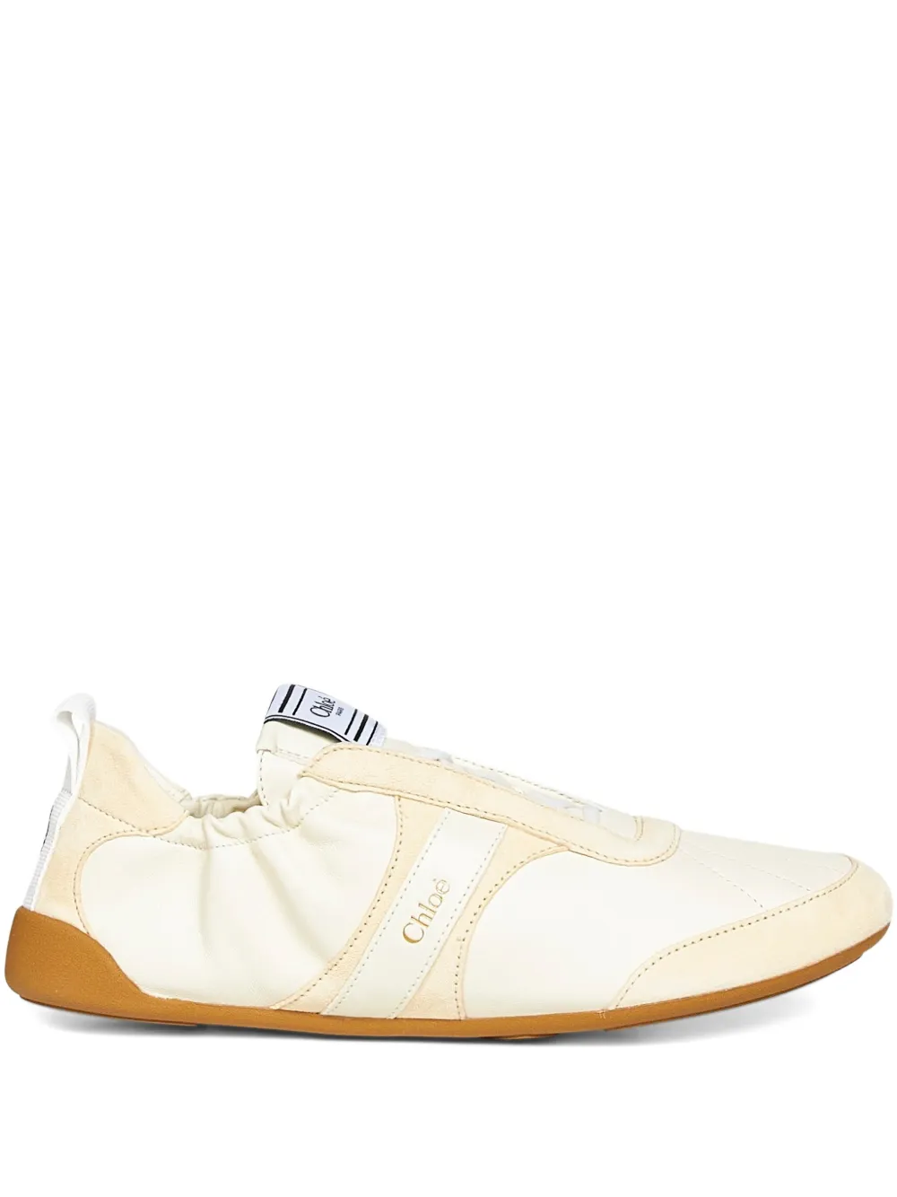 Chloé Kick Suede-trimmed Leather Sneakers In Neutral