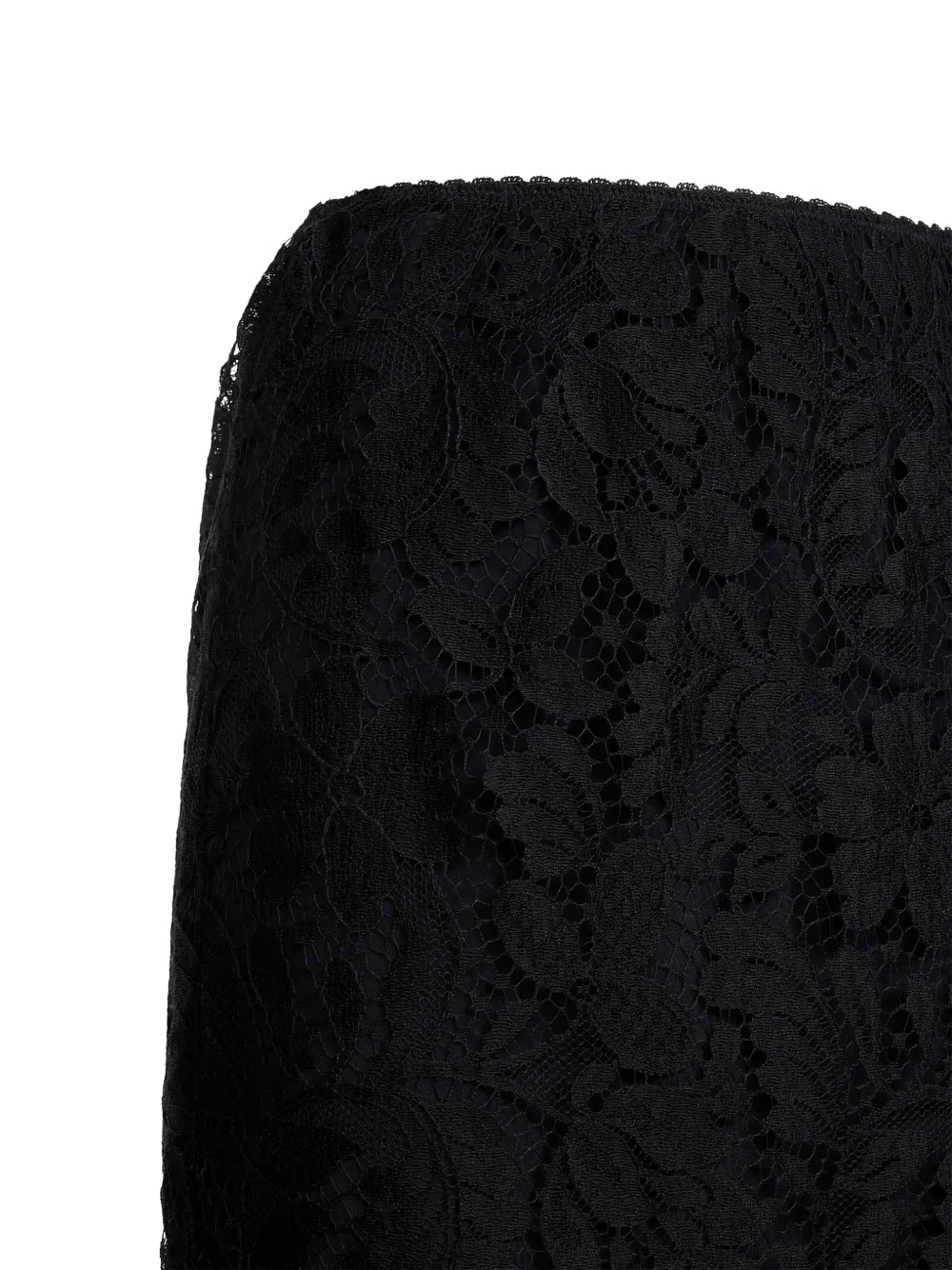 Chloé Scalloped Waistband Lace Skirt In Black