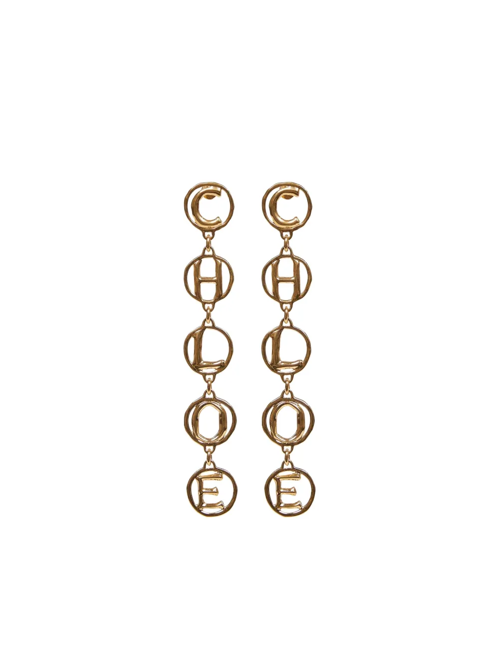 Chloé hammered-texture letters earrings | Gold | Image 1