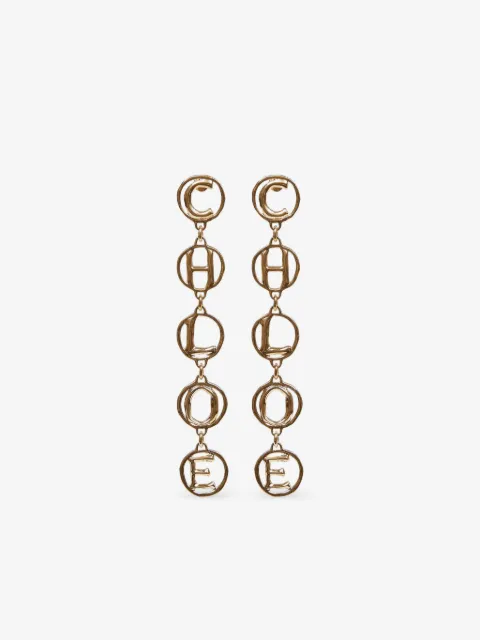 Chloé Script letter gold earrings