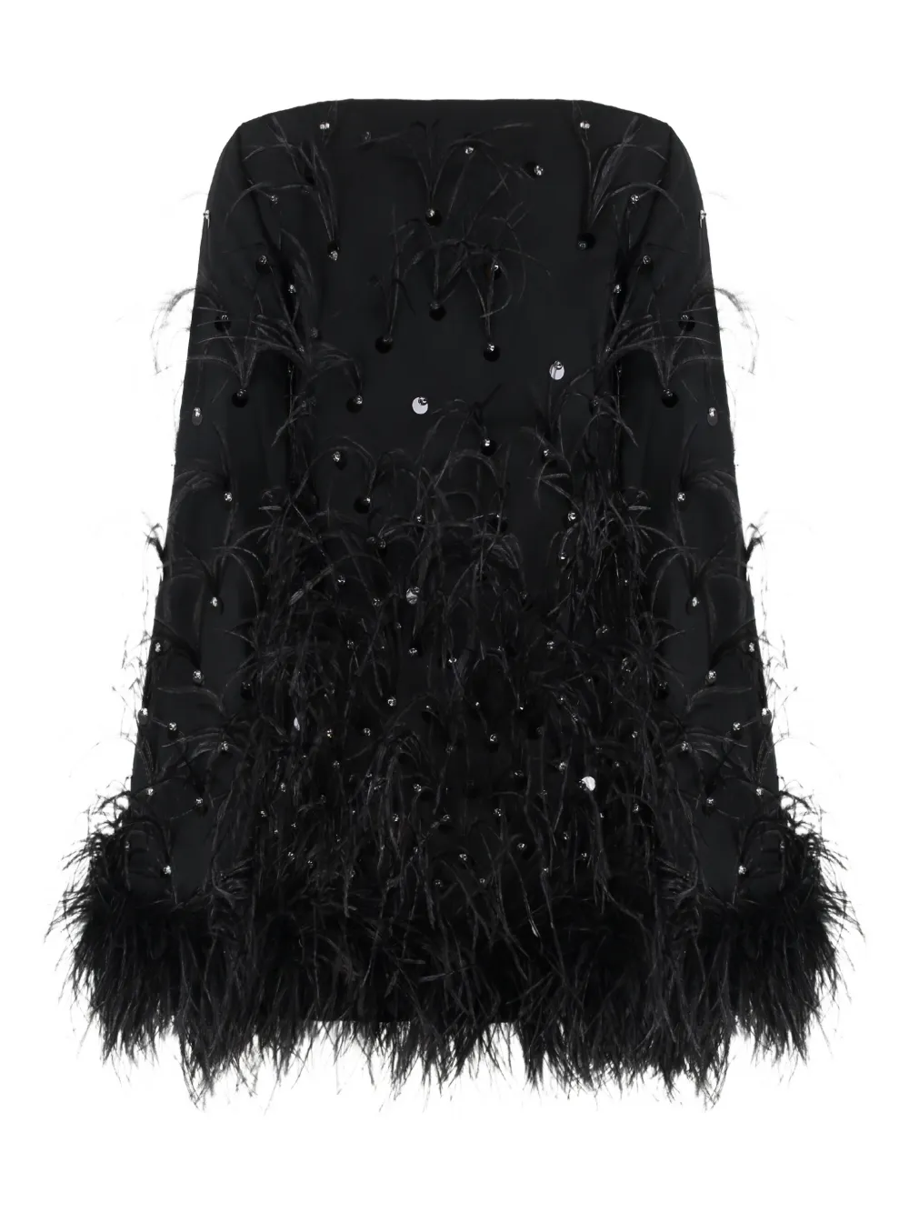 Les Filles d'Eva feather-trim mini dress - Zwart