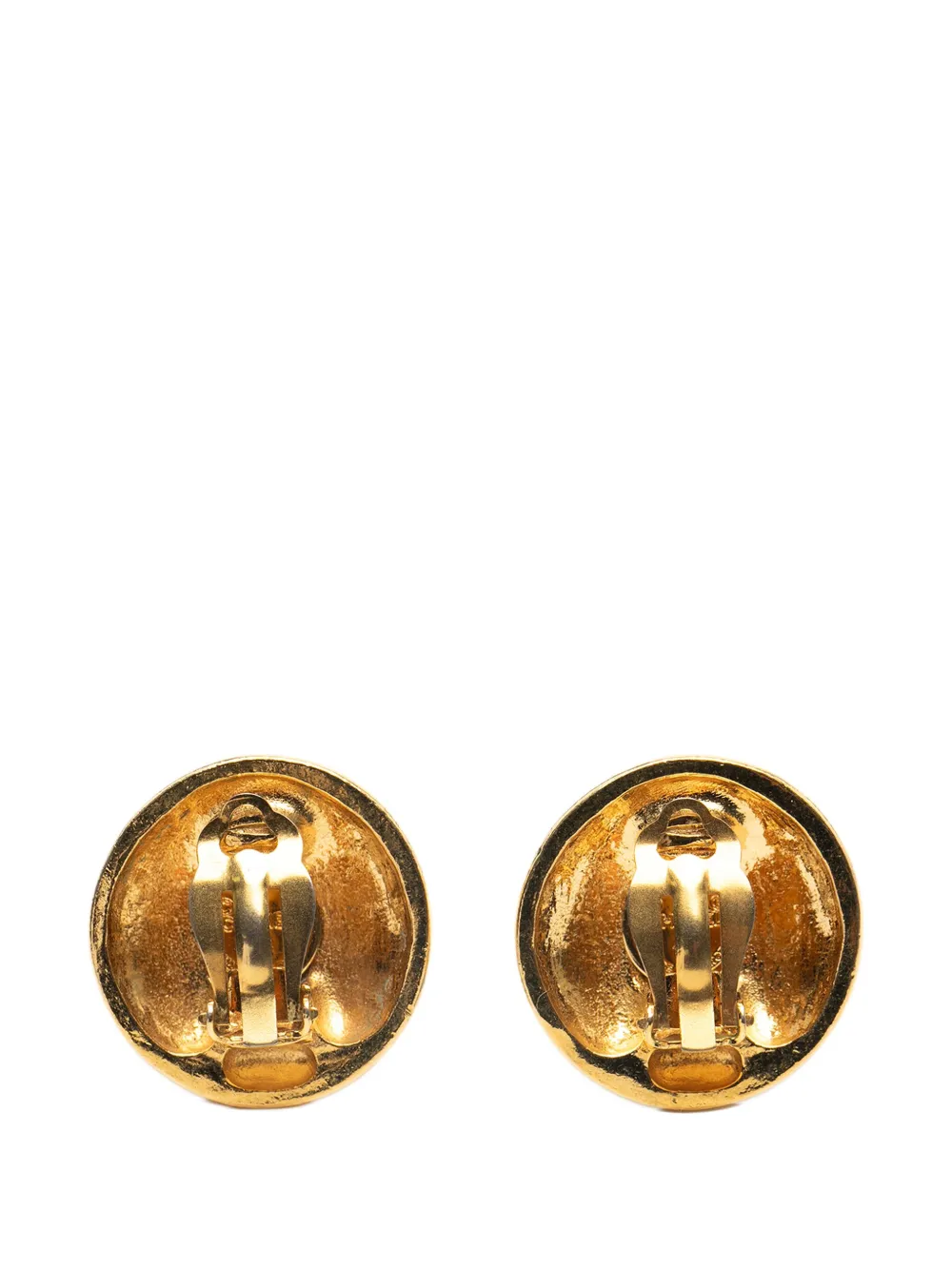 20th Century Gold Plated Logo Round Clip On Earrings Costume Earrings