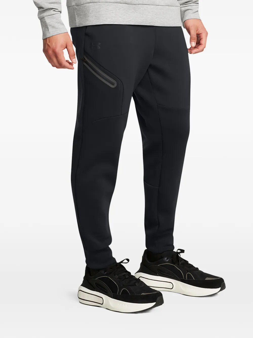 Under Armour Unstoppable Fleece Zip-pocket Track Pants In Black