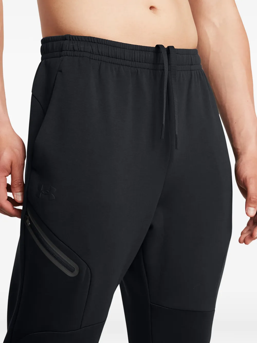 Under Armour Unstoppable Fleece Zip-pocket Track Pants In Black