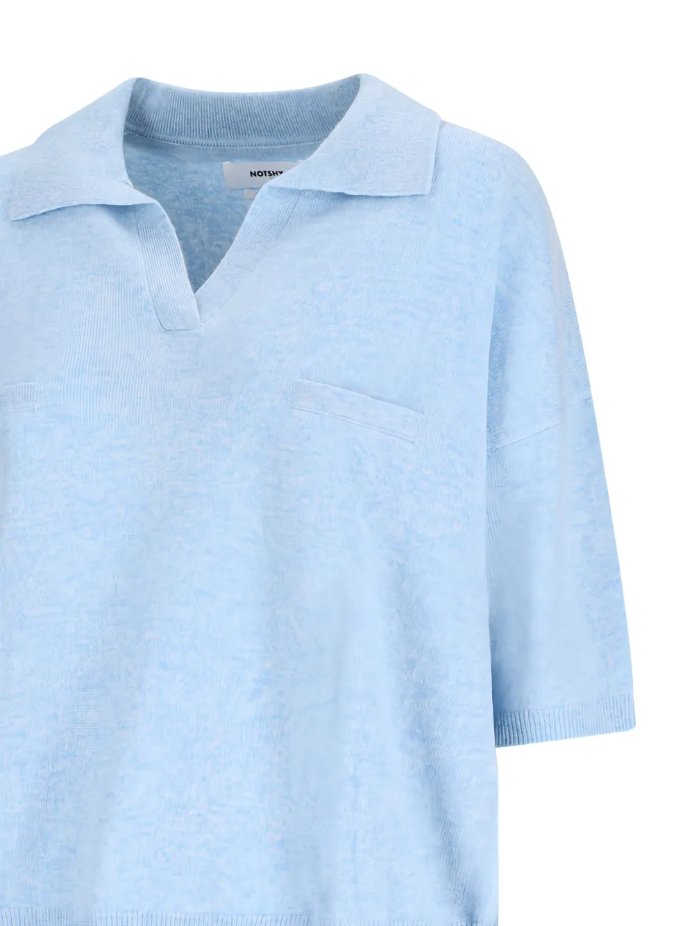 Notshy Myles Chest Pocket Wool Polo Top In Blue