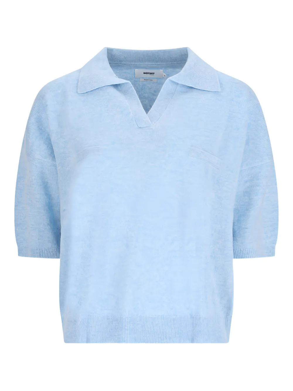 Notshy Myles Chest Pocket Wool Polo Top In Blue