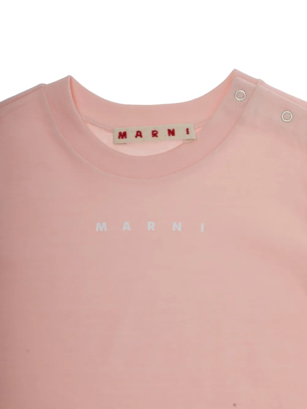Marni Kids T-shirt met logodetail en ronde hals Roze