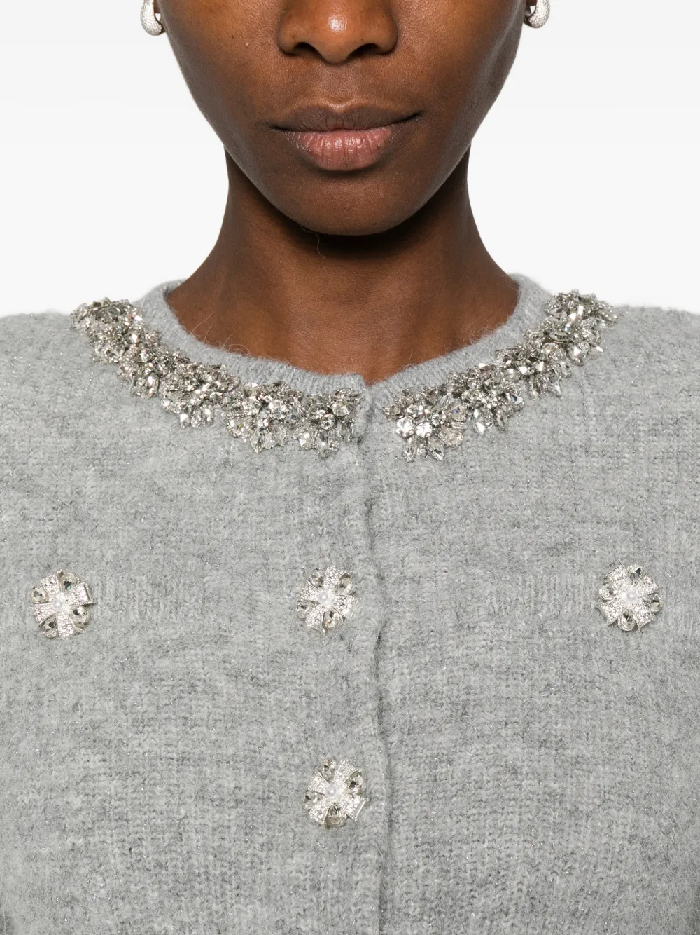 Self-Portrait Vest verfraaid met kristallen Grijs
